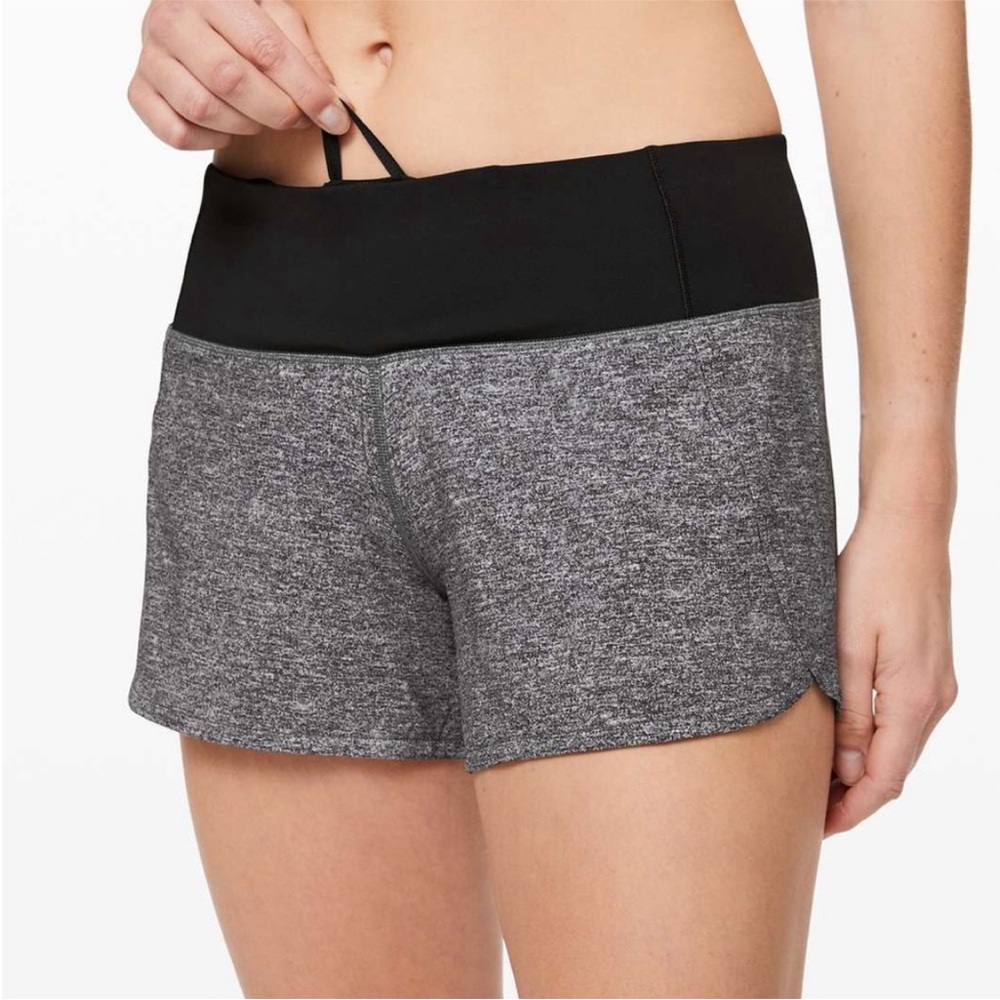 Lululemon Athletica Run Time Shorts II Black and Gray Athletic Shorts